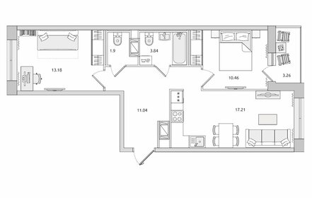 Квартира 61 м², 2-комнатная - изображение 1