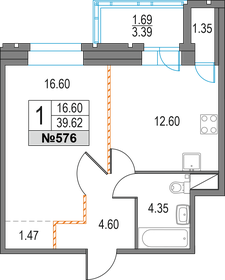 Квартира 39,6 м², 1-комнатная - изображение 1