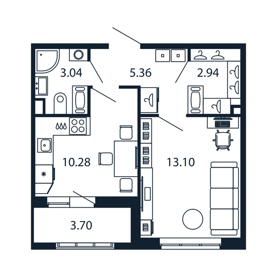 34 м², 1-комнатная квартира 8 701 888 ₽ - изображение 1