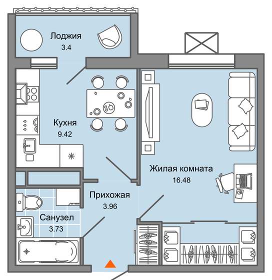 35 м², 1-комнатная квартира 3 133 752 ₽ - изображение 1