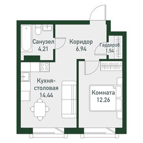 40,4 м², 1-комнатная квартира 5 166 080 ₽ - изображение 36