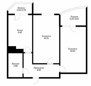 Квартира 64 м², 2-комнатная - изображение 1