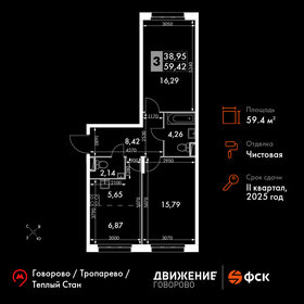 58,5 м², 3-комнатные апартаменты 15 330 669 ₽ - изображение 62