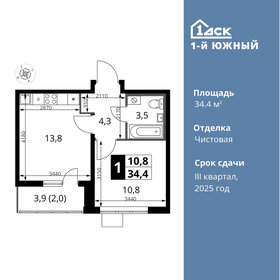 Квартира 34,4 м², 1-комнатная - изображение 1