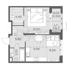 Квартира 46 м², 2-комнатная - изображение 3