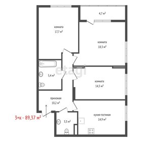 Квартира 89,4 м², 3-комнатная - изображение 1