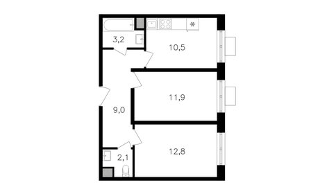 Квартира 49,5 м², 2-комнатная - изображение 1