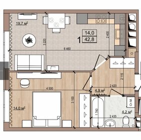 Квартира 42,8 м², 1-комнатная - изображение 1