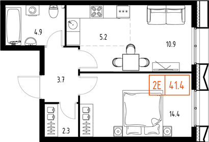41,4 м², 2-комнатная квартира 13 191 082 ₽ - изображение 36