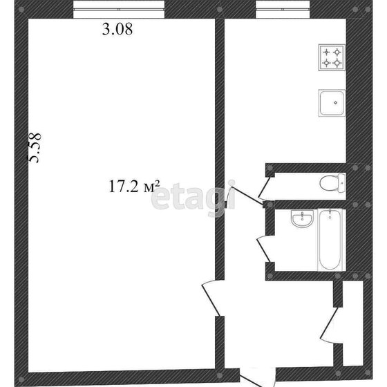 30,6 м², 1-комнатная квартира 2 750 000 ₽ - изображение 1