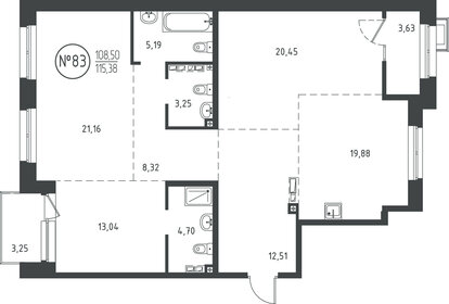Квартира 114,7 м², 3-комнатная - изображение 1
