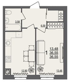 30,7 м², 1-комнатная квартира 2 800 000 ₽ - изображение 67
