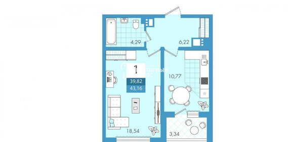 43 м², 1-комнатная квартира 3 700 000 ₽ - изображение 64