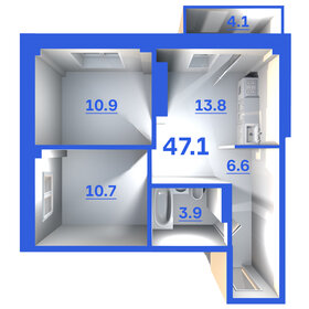 Квартира 47,1 м², 2-комнатная - изображение 1