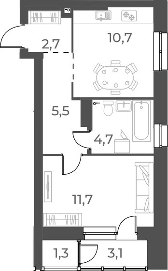 37,5 м², 1-комнатная квартира 5 800 000 ₽ - изображение 1