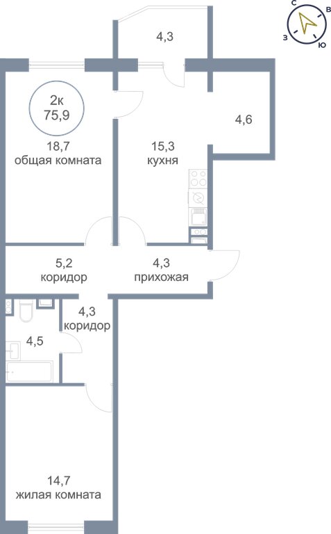 Варианты планировок ЖК «Яркий» - планировка 8