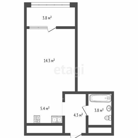 28 м², квартира-студия 4 280 000 ₽ - изображение 1