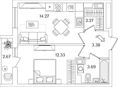 37,2 м², 1-комнатная квартира 9 098 972 ₽ - изображение 73