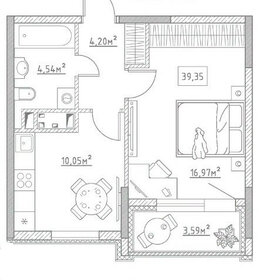 39,4 м², 1-комнатная квартира 2 900 000 ₽ - изображение 11