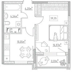 Квартира 39,5 м², 1-комнатная - изображение 1