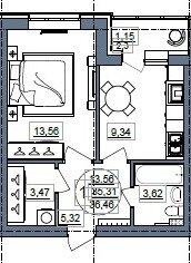 34 м², 1-комнатная квартира 2 923 000 ₽ - изображение 104