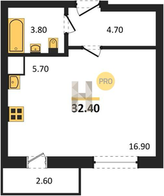 Квартира 33 м², студия - изображение 1