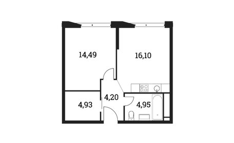 Квартира 45 м², 1-комнатная - изображение 5