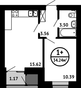 34,2 м², 1-комнатная квартира 4 964 800 ₽ - изображение 38