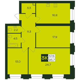 99,4 м², 3-комнатная квартира 10 337 600 ₽ - изображение 12