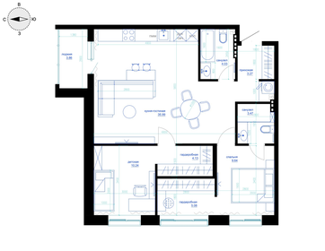 Квартира 77,2 м², 1-комнатная - изображение 3