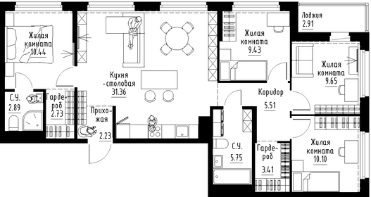 Квартира 95 м², 4-комнатная - изображение 1