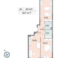 Квартира 65,4 м², 2-комнатная - изображение 2