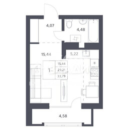 Квартира 33,8 м², студия - изображение 1