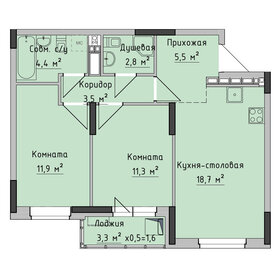 Квартира 59,8 м², 2-комнатная - изображение 1