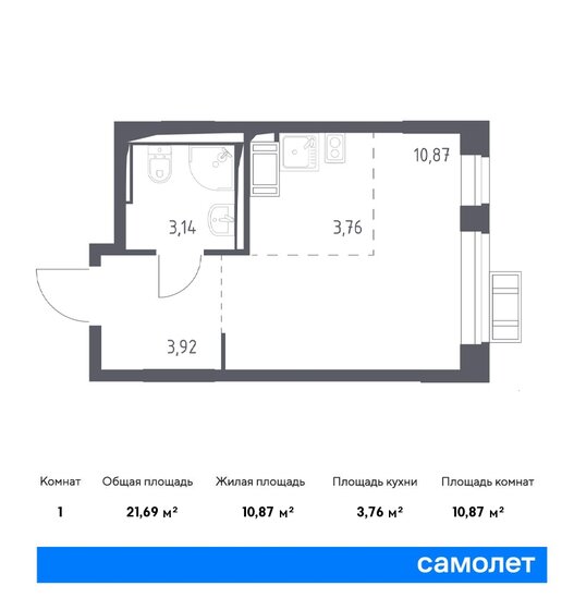 21,7 м², квартира-студия 5 217 624 ₽ - изображение 18