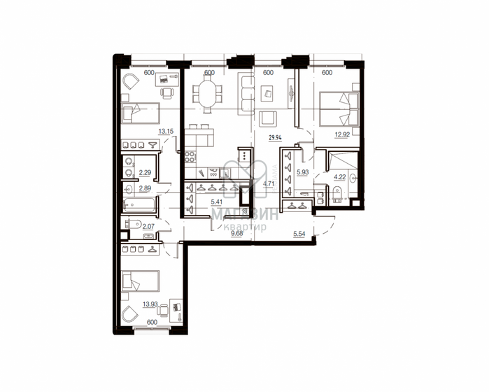 112,7 м², 3-комнатная квартира 37 950 000 ₽ - изображение 15