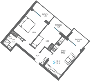 61,2 м², 2-комнатная квартира 18 500 000 ₽ - изображение 48