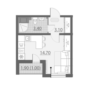 Квартира 22,2 м², студия - изображение 1