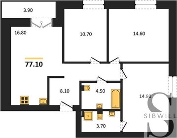 Квартира 77,1 м², 3-комнатная - изображение 1