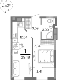 Квартира 29,2 м², 1-комнатная - изображение 1