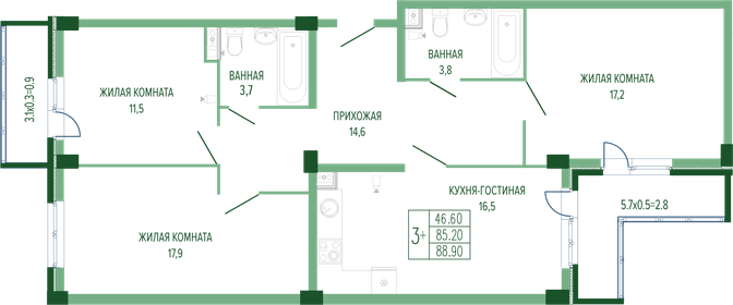 119 м², 4-комнатная квартира 20 500 000 ₽ - изображение 64