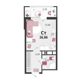 Квартира 26,8 м², студия - изображение 1