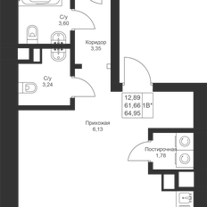 Квартира 65 м², 1-комнатная - изображение 3