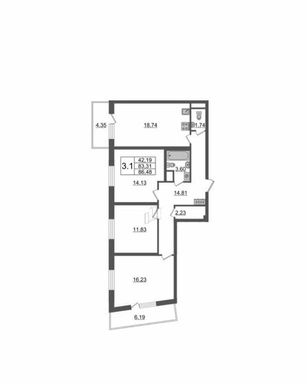 82 м², 3-комнатная квартира 14 950 000 ₽ - изображение 1