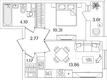 34,1 м², 1-комнатная квартира 8 896 234 ₽ - изображение 79