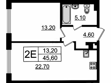 Квартира 45,6 м², 1-комнатная - изображение 1