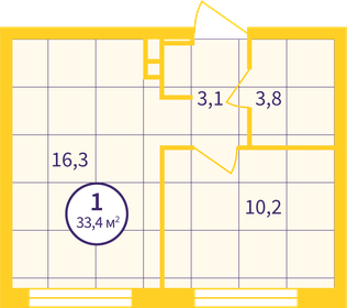 Квартира 33,4 м², 1-комнатная - изображение 2