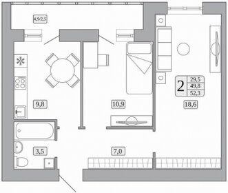 Квартира 49,8 м², 2-комнатная - изображение 1