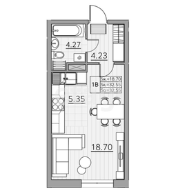 Квартира 32,2 м², студия - изображение 1