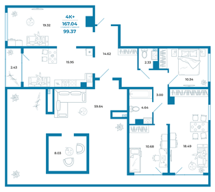 137 м², 4-комнатная квартира 19 000 000 ₽ - изображение 69